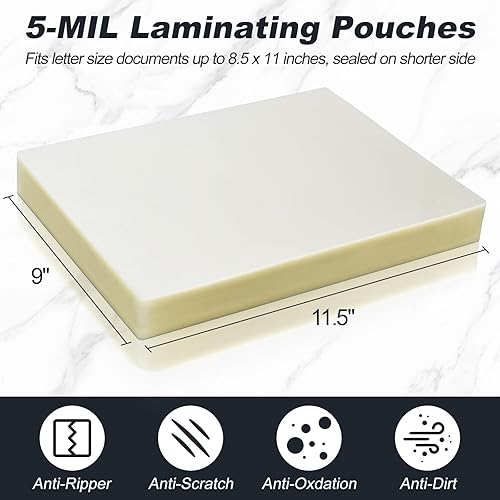 Miniatura 2 de 5 Mil Thermal Laminating Sheets 30 Packs, 9” x 11.5” Clear Laminating Pouches Holds 8.5 x 11 Inch Sheet Lamination Plastic Paper for Laminator