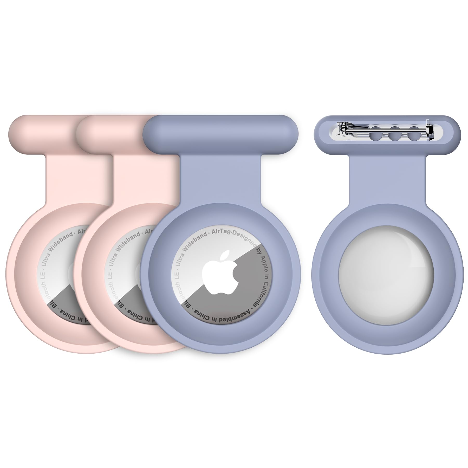 4 Pack Hidden AirTag Holder for Kids, AirTag Case with Brooch Pin, Apple Air Tag Holder GPS Tracker for Child, Elderly, Pet, Clothing. (Pink+Grey)