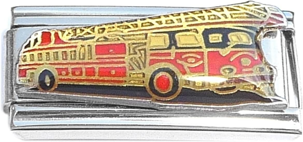 NewCharms Fire Truck Superlink Firetruck Italian Charm