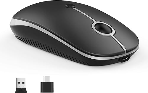 Miniatura 1 de Vssoplor - Ratón inalámbrico tipo C, modo dual 2.4 G, mouse inalámbrico USB C inalámbrico con nano USB y receptor tipo C compatible con PC, laptop,