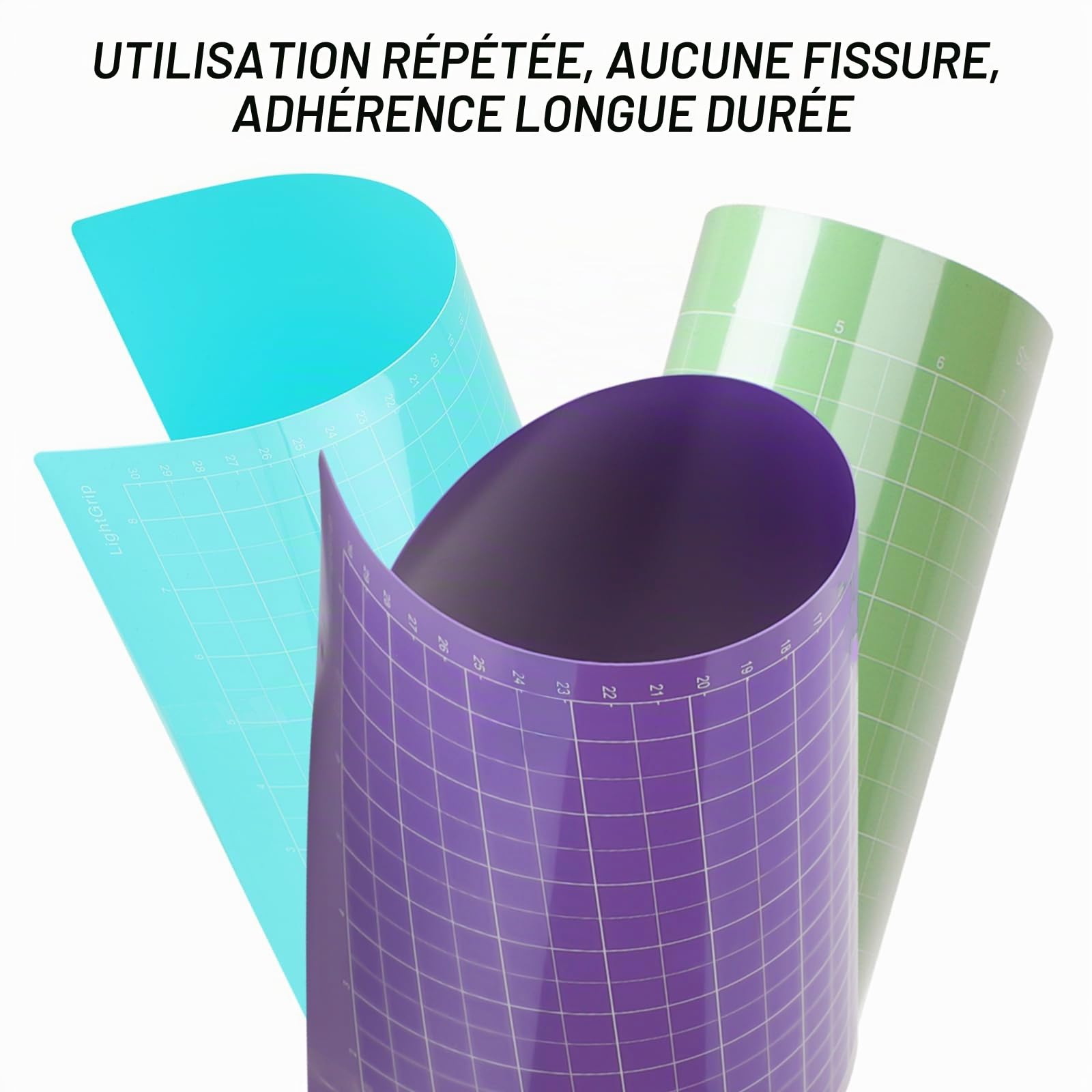 3 Pièces Tapis de Découpe pour Cricut, 22,5cm x 34,5cm, 3 Couleurs | Tapi de Découpe pour la Machine à Découper Cricuting Joy Xtra Variety Grip Mat avec des Lignes de Grille et Film Protecteur