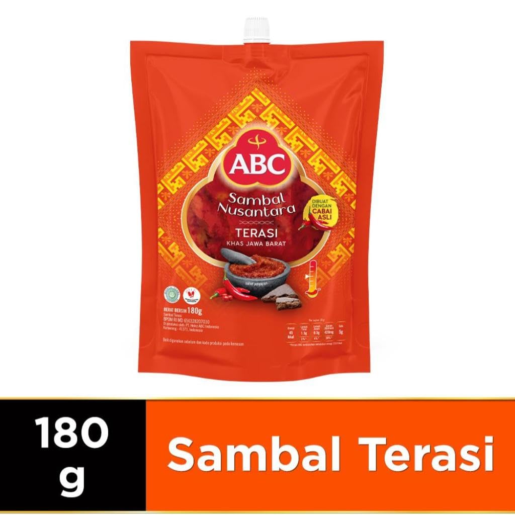 ABC Sambal Nusantara Terasi,Indonesian Spicy Chili Sauce, Pouch 180g (Pack of 1)