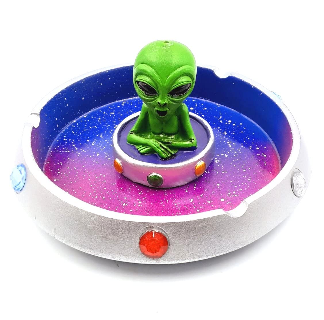 Fess ProductsAlien in Flying Saucer Smoking Ashtray Multicolor 4"