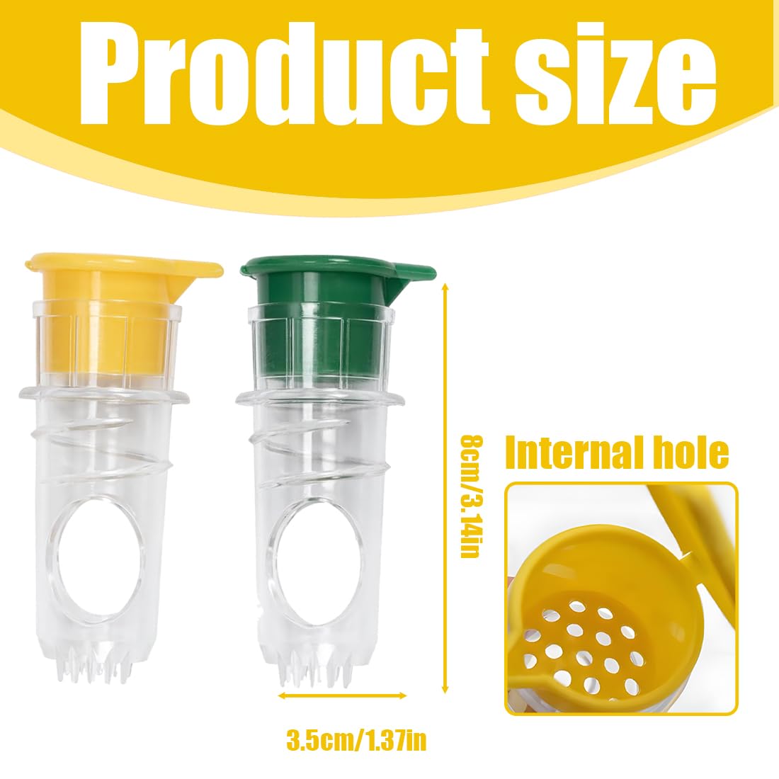 Exprimidor de limón manual 2 Piezas con boquilla y tapón de rosca Amarillo y Verde