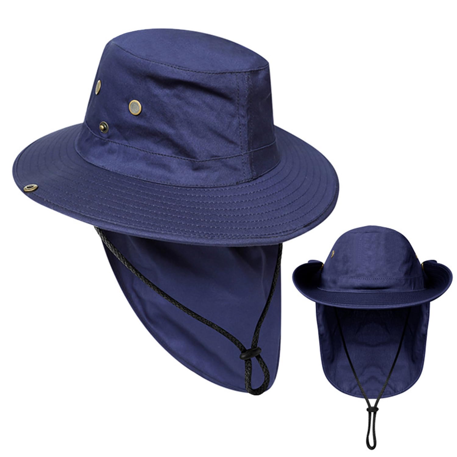 NLAND Sombrero de Pesca Hombre Mujer Gorras de Pescador Transpirable Protección UPF Cuello para y Plegable Malla Safari Jardinería Trekking Gorro con Orejeras