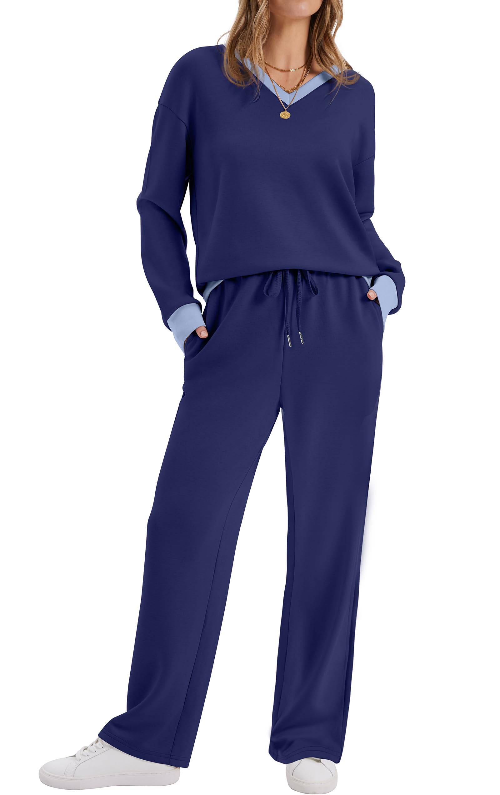WIHOLL Women's 2 Piece Matching Lounge Set Sweatsuits Fall Outfits