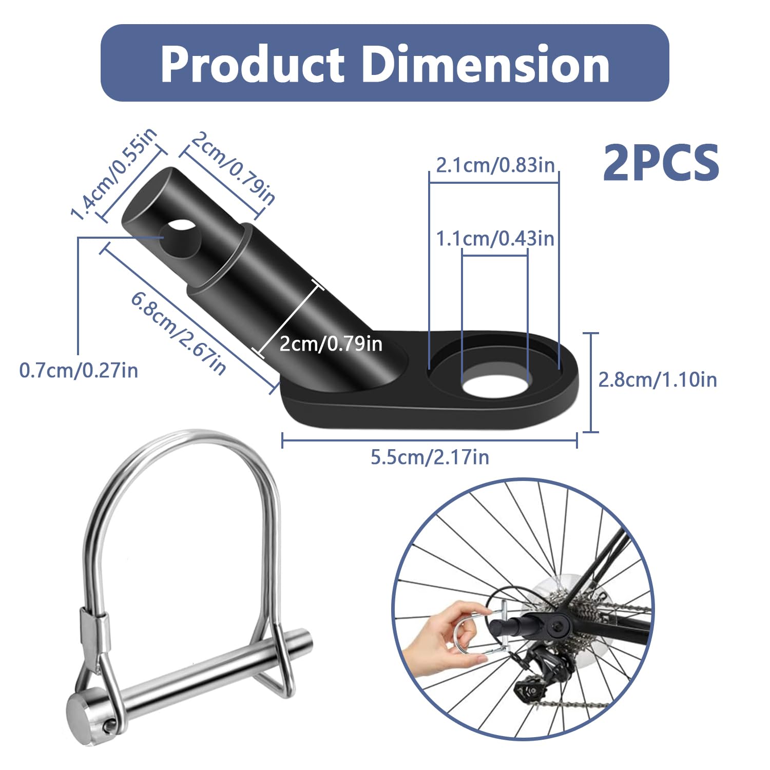 Connecteur de remorque de vélo 2 pièces, pour attelage de remorque enfant et chien