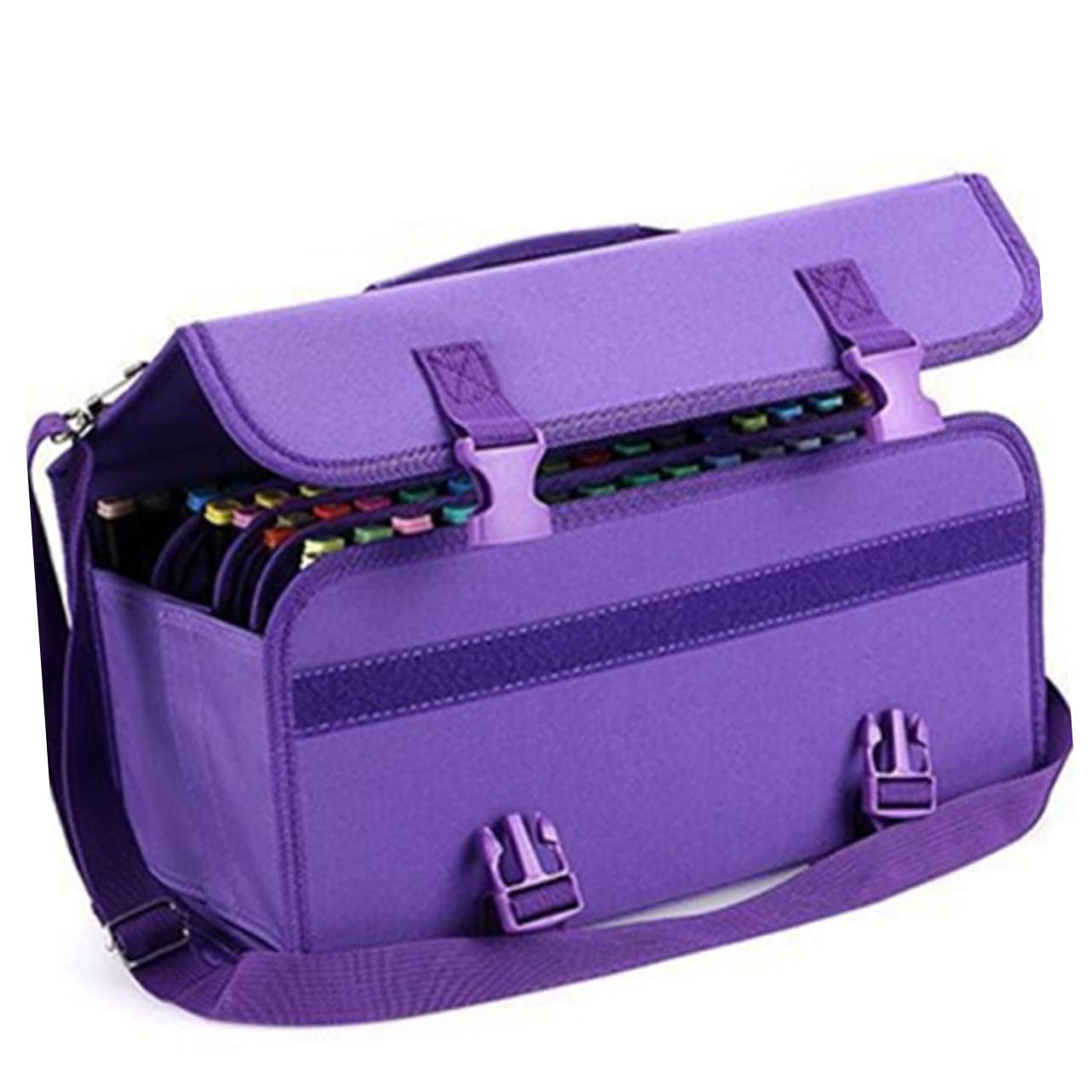 Borsa Porta Pennarelli Scomparti con Cerniera e Tracolla Custodia Resistente per Penne e Accessori Adatta Tavolo o Armadietto