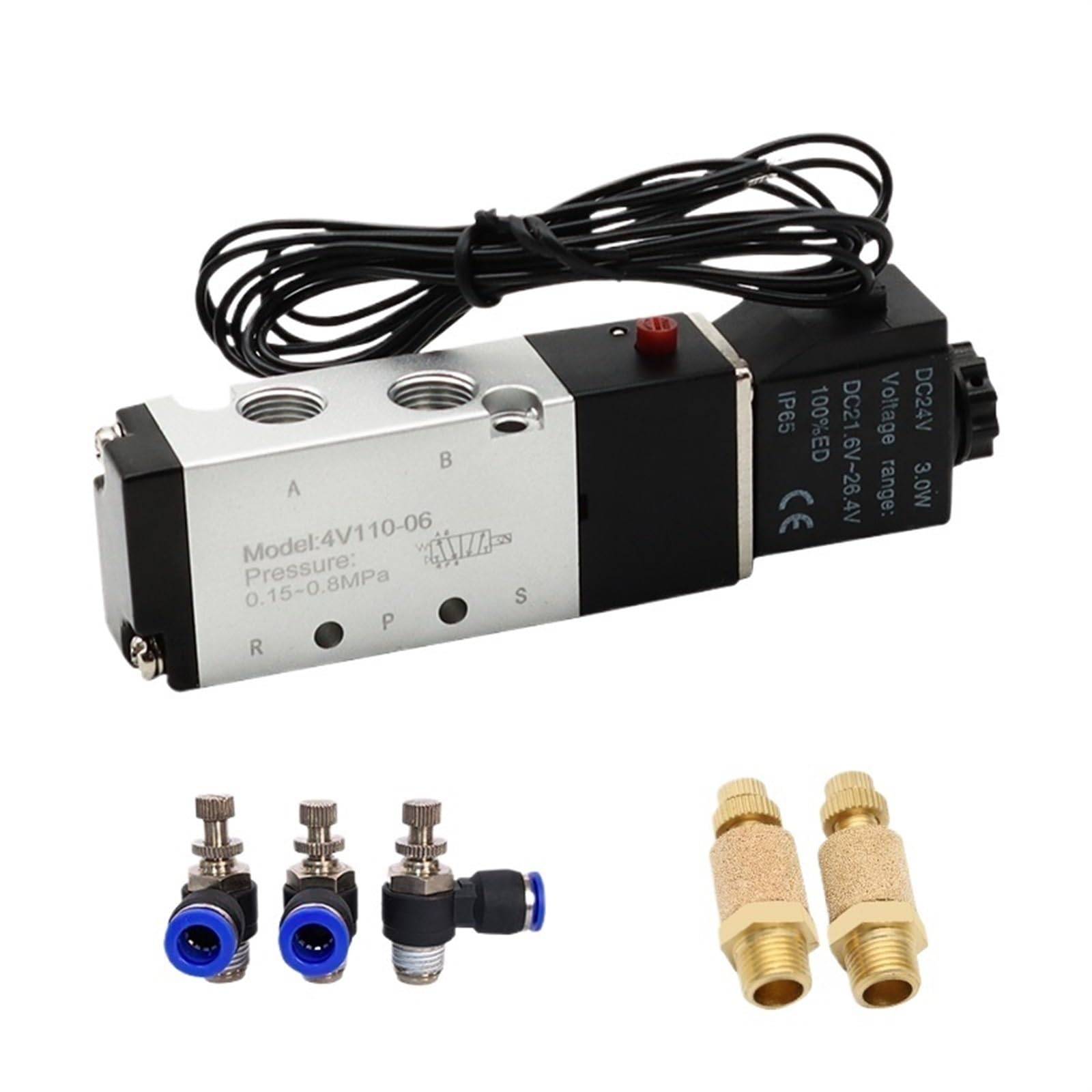 Válvula solenoide 4V110-06 neumática de 1/8 para sistemas de automatización en talleres y pymes