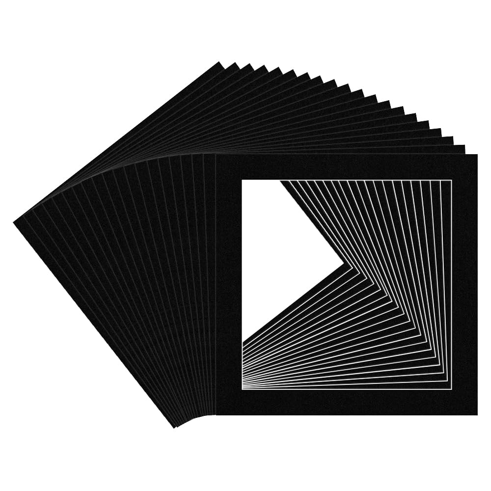 Procut Global 10x10" Black Picture Mounts for Frames - Fits 8x8" Aperture Size - Precision Cut Cardboard Photo Mounts - Mat Board for Prints, Artwork & Paintings - Pack of 20 โ image 1