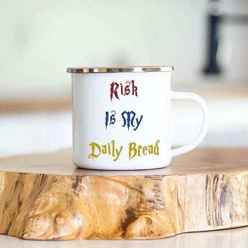 Miniatura 2 de Funny Gift Firefighter's Gift, for Job Risk Taker on Employment Anniversary - Risk Is My Daily Bread Fire Quote on 12 Oz White Stainless Steel