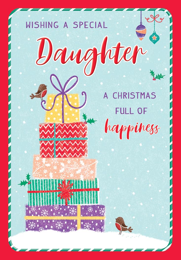 Piccadilly Greetings Modern Christmas Card, Daughter, Gift pile - Recommended Browse Nodes