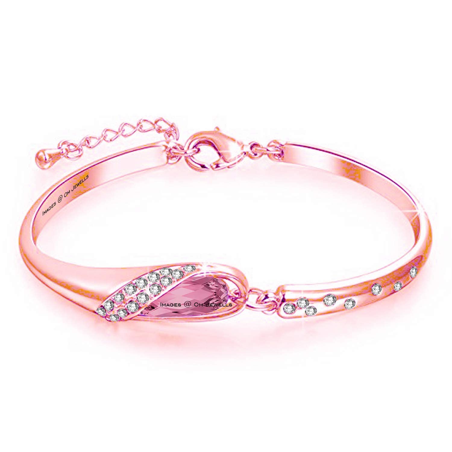Om Jewells Womens Rose Gold Plated Austrian Crystal Studded Adjustable Bangle Bracelet BR1000037 (B0833628PZ) Amazon Price History, Amazon Price Tracker