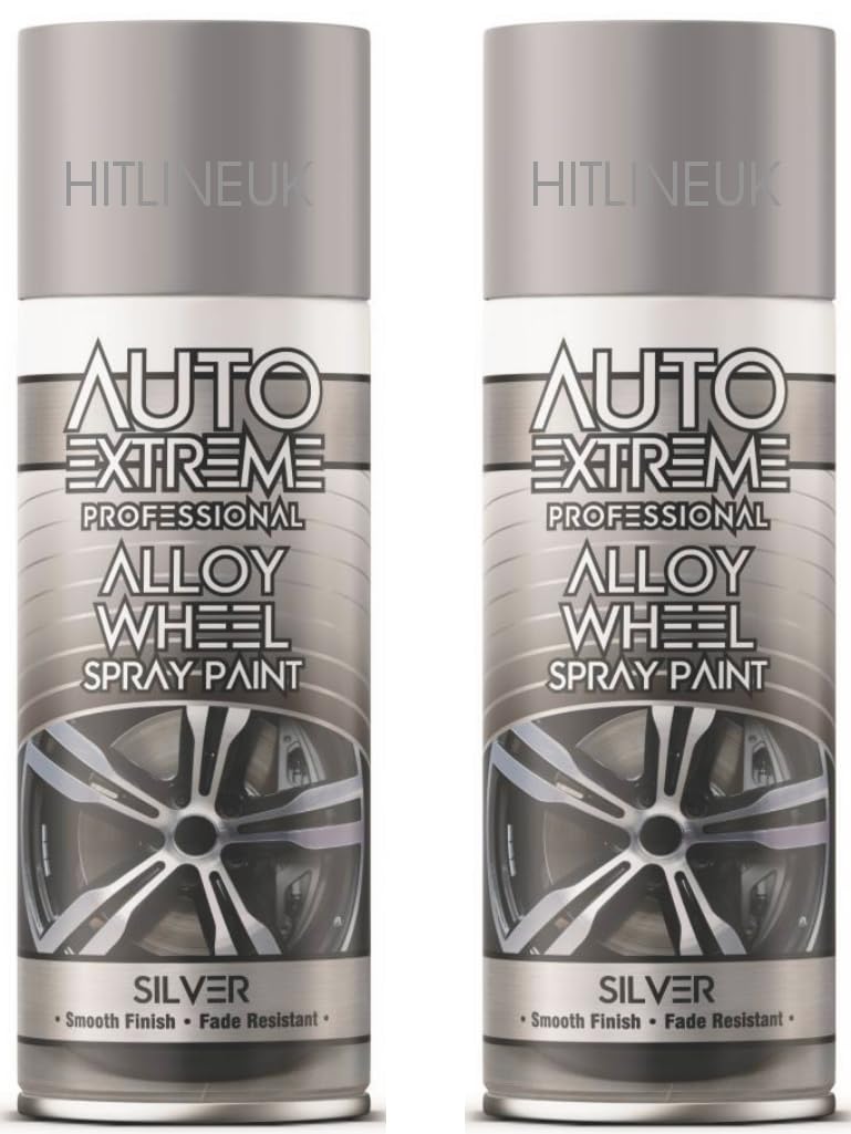 HitlineUK 2 x 400ml Alloy Wheel Silver Matt Spray Paint | Corrosion Resistant | Restore & Refurbish with Silver Spray Paint | Ideal for Alloy Wheels