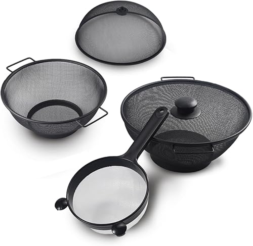 Miniatura 2 de Juego de 5 fundas de cocina de lujo, colador y tapa de salpicaduras, cesta de drenaje negra y cubierta de malla metálica para alimentos, para