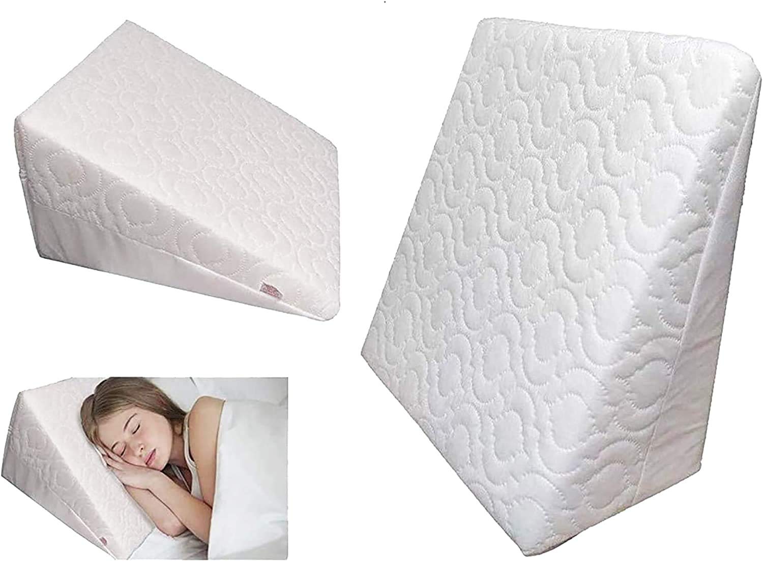 Strusery Wedge Pillow For Sitting In Bed - Ergonomic Backrest With Adjustable Headrest, For Acid Reflux, Reading, Post-Surgery (White Polyester) - View #5