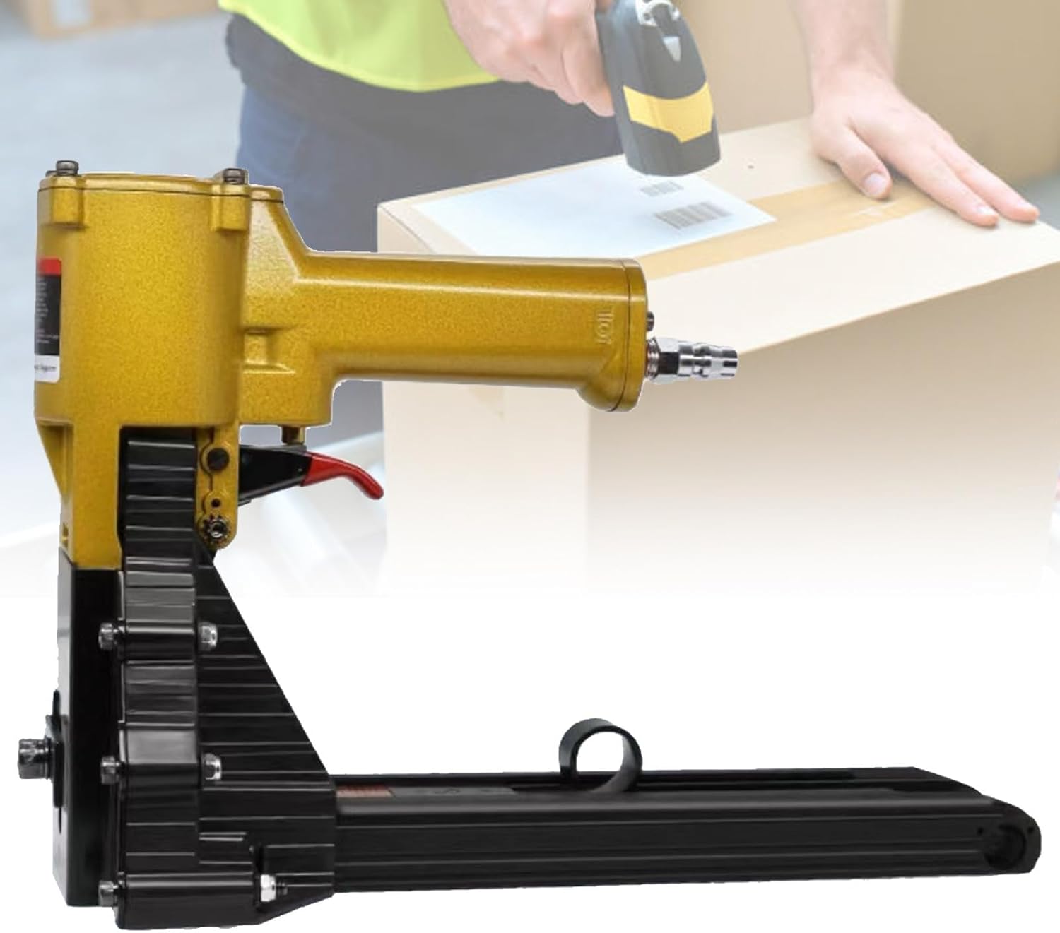 Industrial Packing Staple Tool, for 15mm-18mm/22mm Nails, Automatic Pneumatic Box Sealer, Handheld Carton Stapler Machine (15to18mm)
