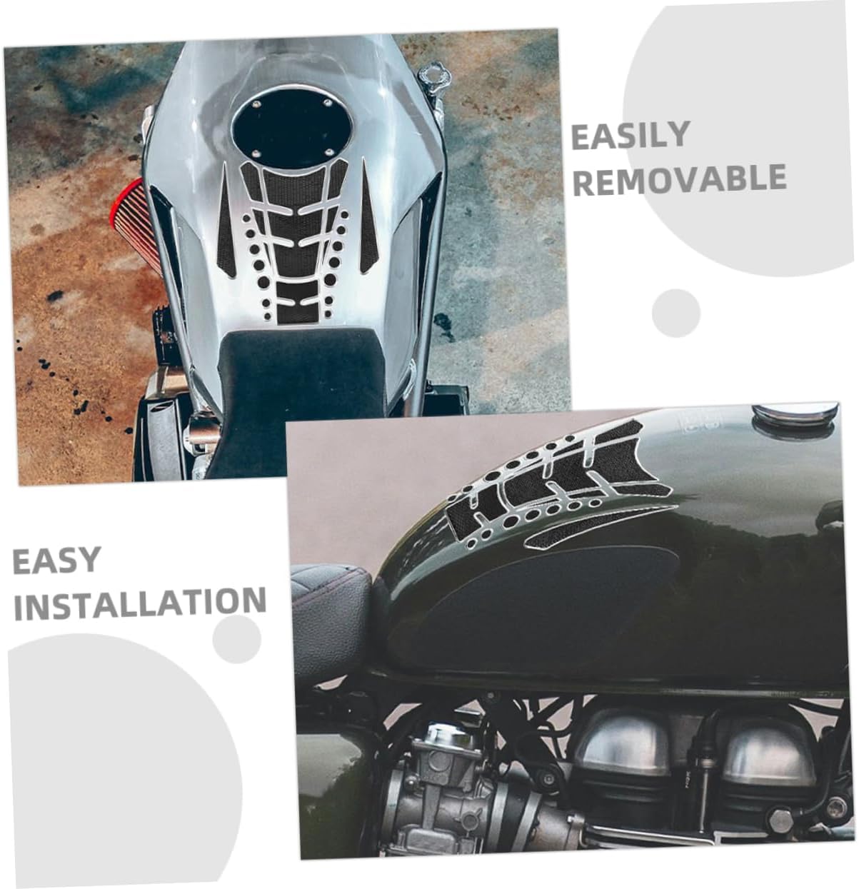 Mikinona 2pcs Motorcycle Gas Tank Stickers Decal Weatherproof Fuel Tank Protector Decal Easy Install Unique Design