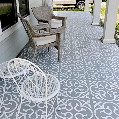 Stencil grande para piso Scandinavian - XL 18x18 pulgadas, plantilla para pintar pisos, plantilla de baldosas para patio, decoración moderna de baldosas miniatura 6