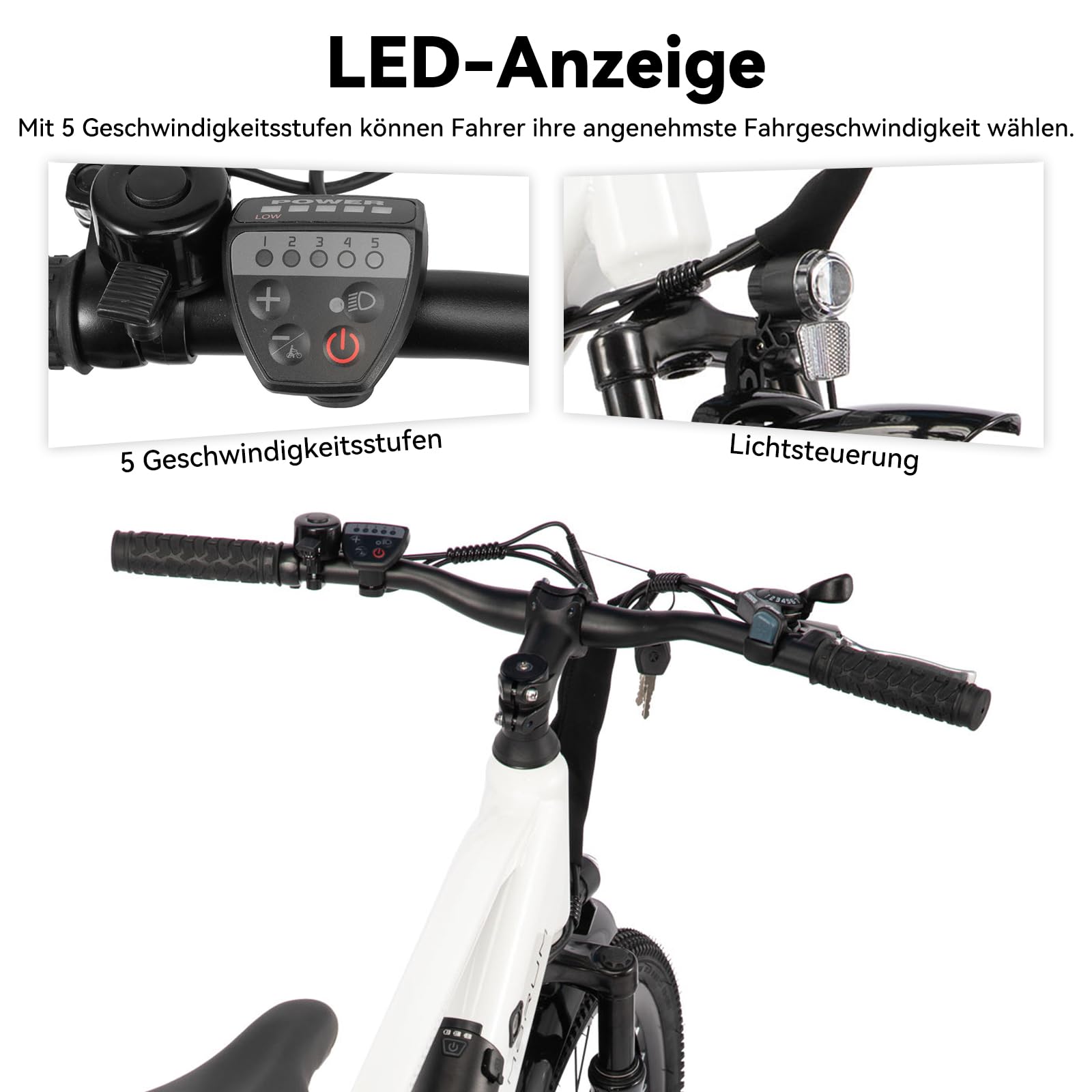 HILAND 26 Zoll E-Bike Mountainbike, 250W Motor, Elektrofahrrad mit 10,4Ah Akku, E-MTB mit 7-Gang, Doppelscheibenbremse, Unisex Elektro Fahrrad für Damen & Herren