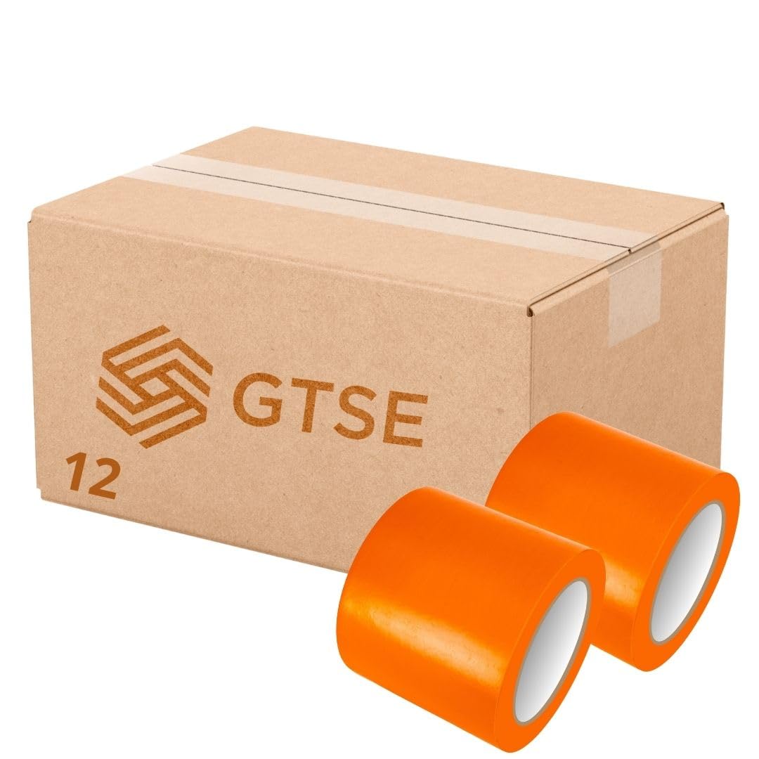 GTSE 100mm x 33m, Orange, Wide PVC Vinyl Floor Tape, 12 Rolls, Safety Marking Tape, 0.15mm Thick, Suitable for Dance Floors, Gyms, Warehouse, Sports Industry — image 1