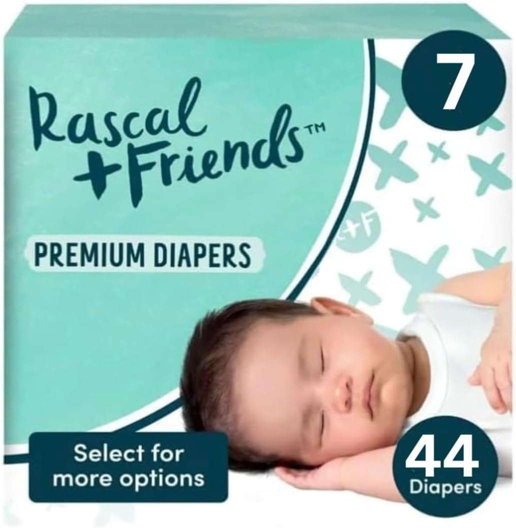 Rascal + Friends Premium Absorbent Diapers Size 7, 44 Count (Pack of 1)
