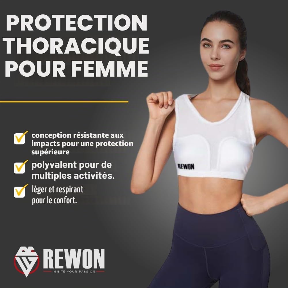 REWON Soutien Gorge Sport Femme, Brassiere Sport Anti Affaissement Parfaite pour Les de Combat, Kickboxing, MMA Muay Thai Karate Fitness