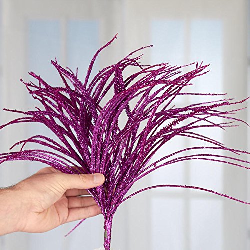 Factory Direct Craft Sparkling Purple Artificial Grass Bushes | 2 Bushes | for Indoor Decor