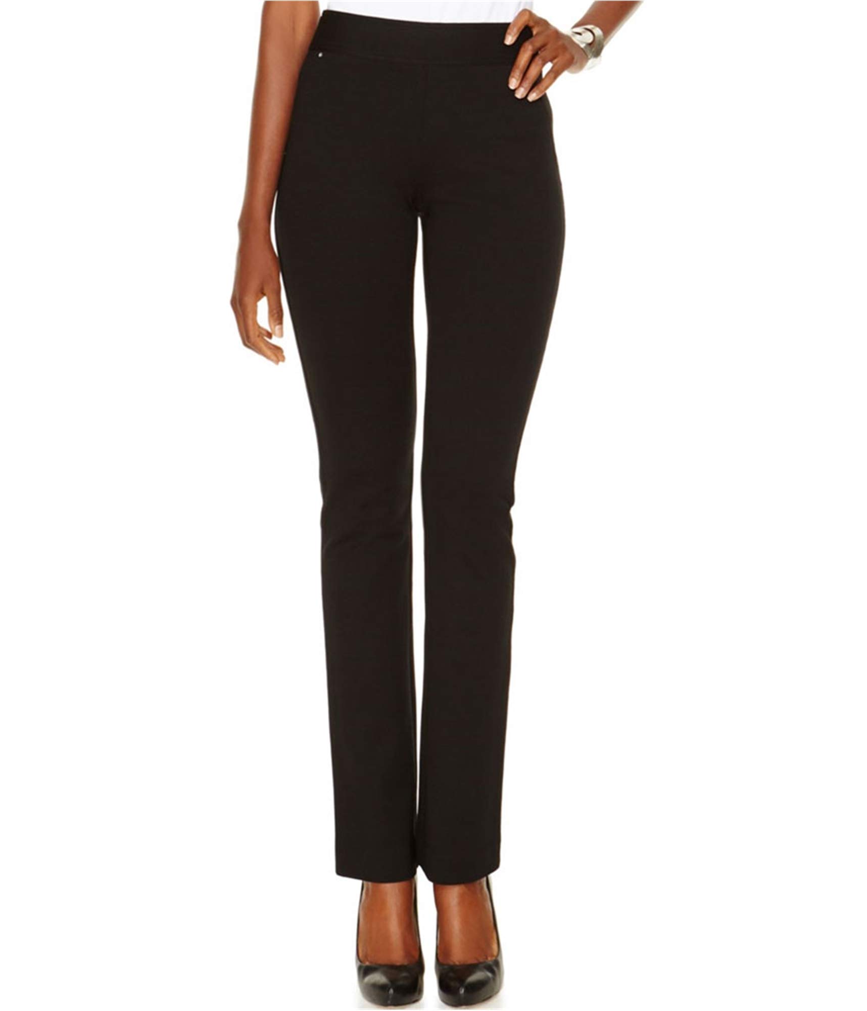 I-N-C Womens Straight-Leg Curvy Casual Trouser Pants Black 0