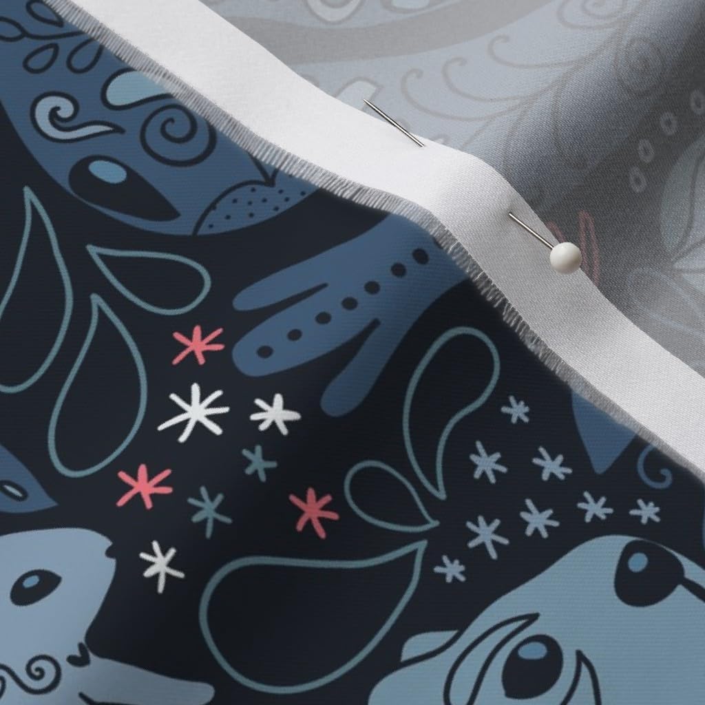 Spoonflower Fabric - Arctic Animals Polar Bear Puffin Whales Owls Bunny Whale Fox Owl Printed on Organic Cotton Sateen Fabric by The Yard - Sewing Quilting Apparel Home Decor