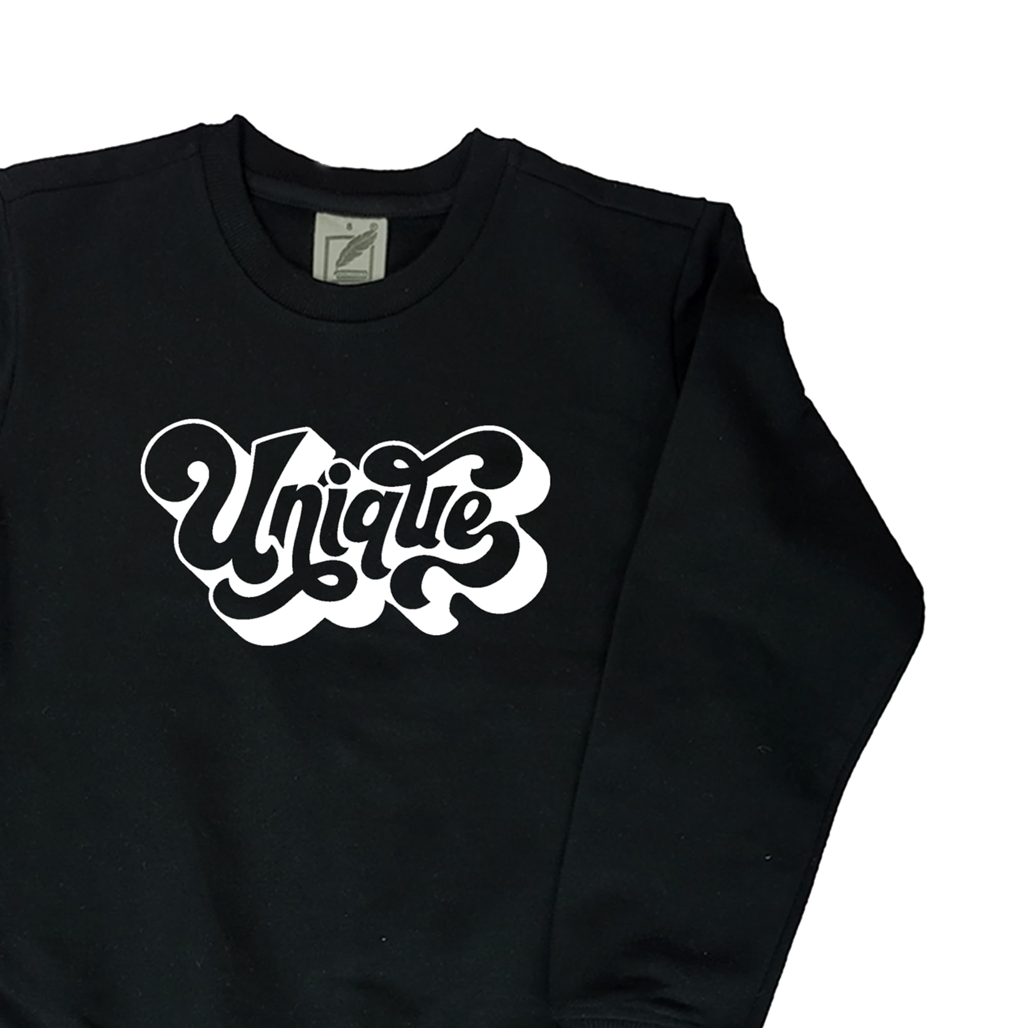 Chombooka Full Sleeves Warm Sweatshirt | 100% Cotton Fleece | Kids Winter Wear | Unique | for Boys and Girls Black 1