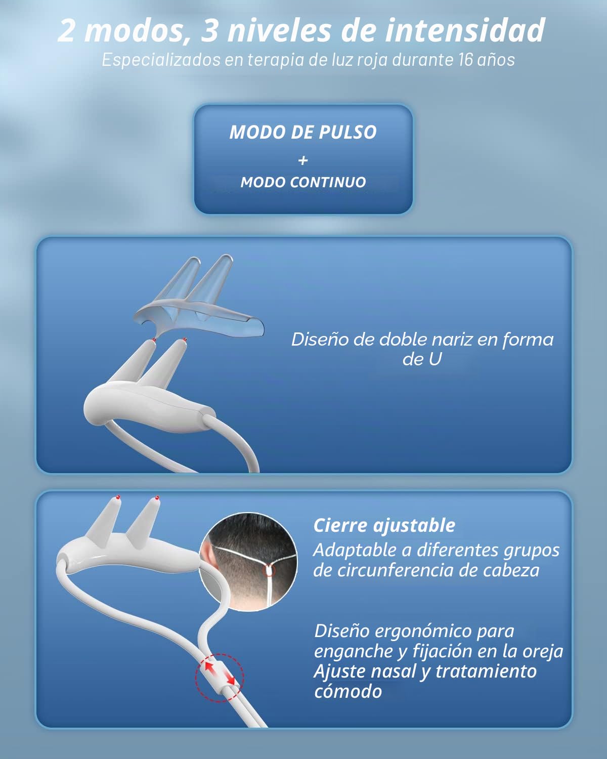 KTS Dispositivo de Tratamiento de Rinitis con Luz Roja,Dispositivo Antialérgico de Cuidado Nasal Para Alivio de Rinitis,Reparación de Mucosa Nasal,Antirronquidos,Congestión Nasal,Picor Nasal,Sinusal