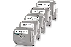 MK231 Label Tape Compatible for Brother, 12mm x 0.47" Black on White, 5-Pack