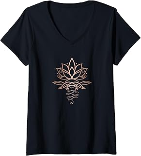 Femme T-Shirt Lotus Méditation T-Shirt avec Col en V