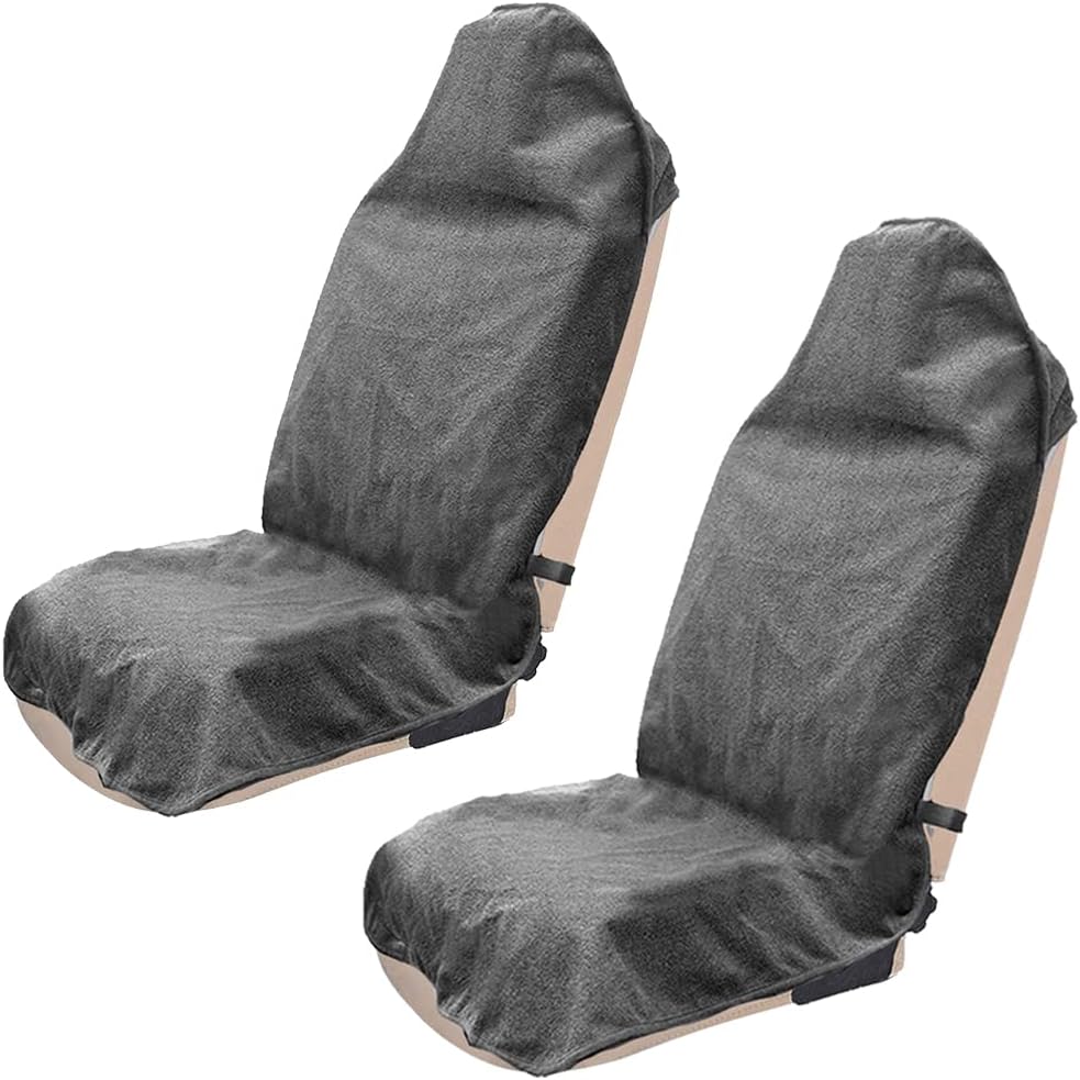 Towel Car Seat Cover Waterproof Sweat Towel Car Seat Covers for Gym Workout Swimming Running, Washable Universal Fit Anti-Slip Sweat Seat Protector Towels for Cars SUVs Vans Trucks Gray