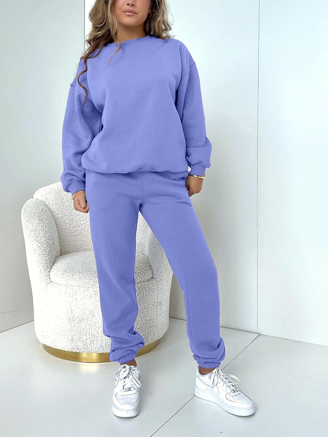 Alunzoem Jogger Sets for Women 2 Piece Sweatsuit Outfits Long Sleeve Pullover Sweatshirt Pants Set Tracksuit - Image 8