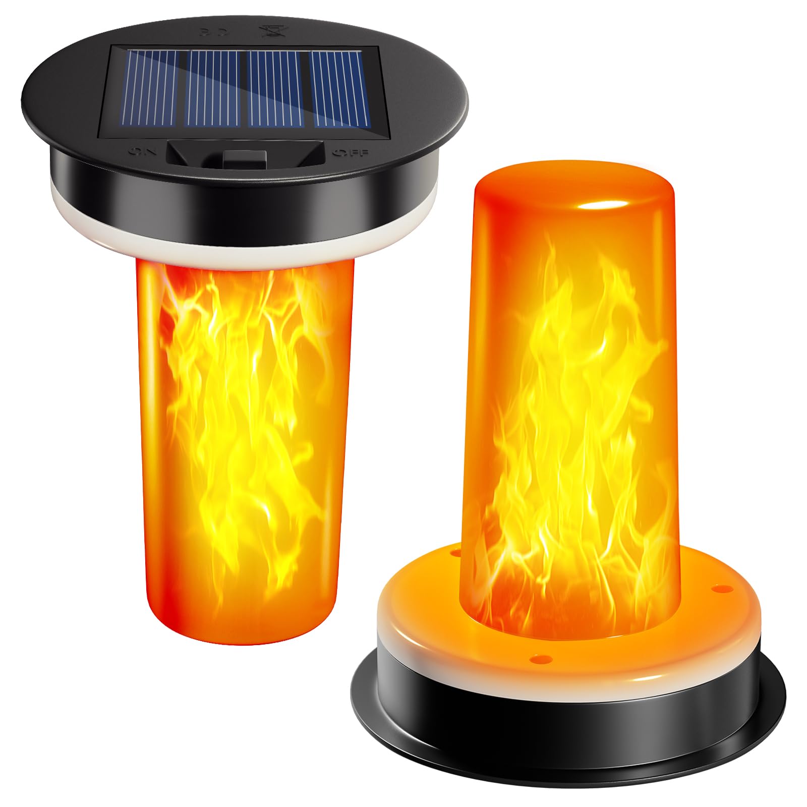 Photo 1 of 2 Pack Solar Light Replacement Top with Flickering Flame(Top Size 3.35 inch, Bottom Size 2.95 inch), Waterproof Solar Light Part for Outdoor Garden Hot Air Balloon Lantern DIY Replacement Kit