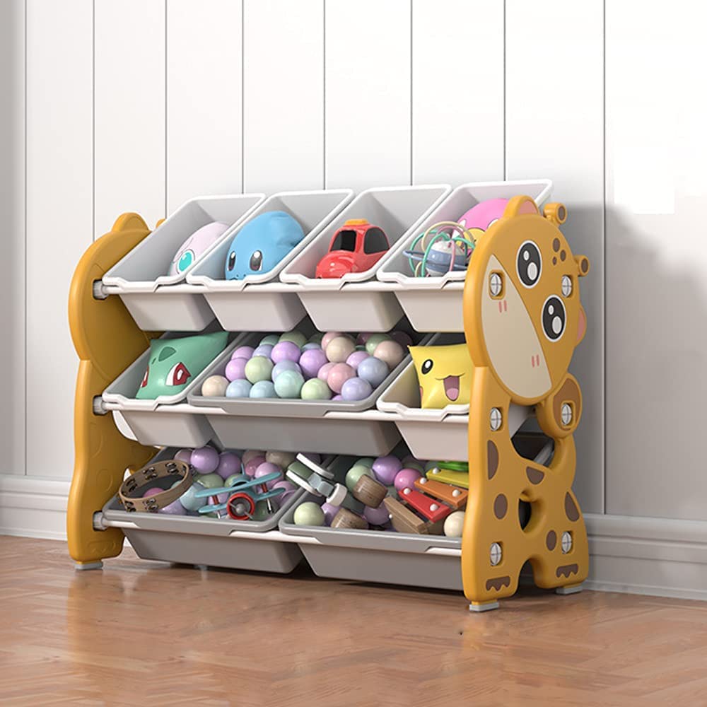 Virtetic Children Deluxe Multi-Bin Toy Organizer, High Capacity Storage Unit, Kid's Toy Organiser, Playroom Display Stand Unit (Giraffe-Style 2)