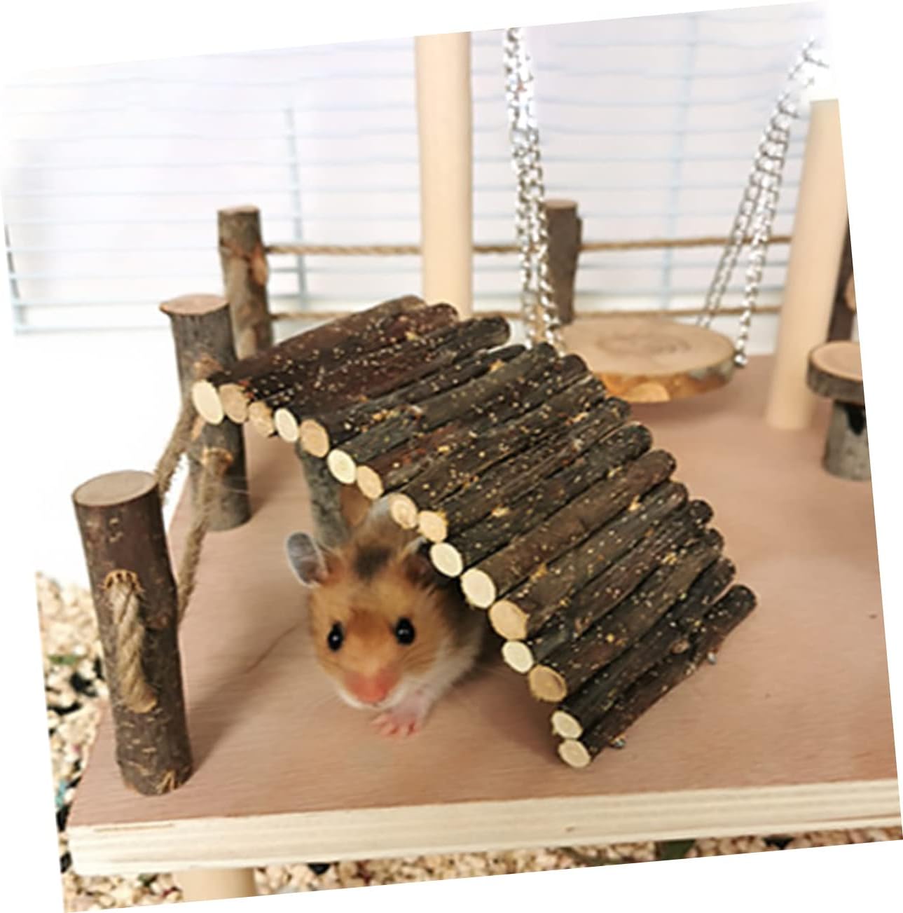 NOLITOY Wooden Climbing Ladder Toy for Animals Hamster Plaything for Mice Gerbils and Parrots Encourages Exercise and Coordination