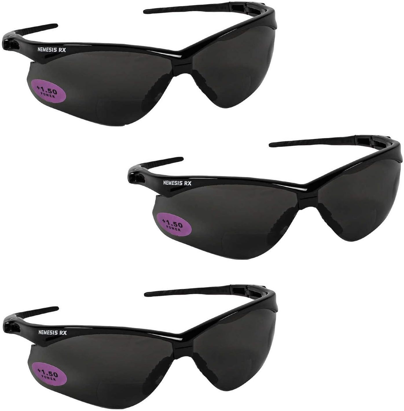Kleenguard V60 Nemesis RX Safety Eyewear 22518, Smoke +2.0 Lens Bifocal (3 Pair)