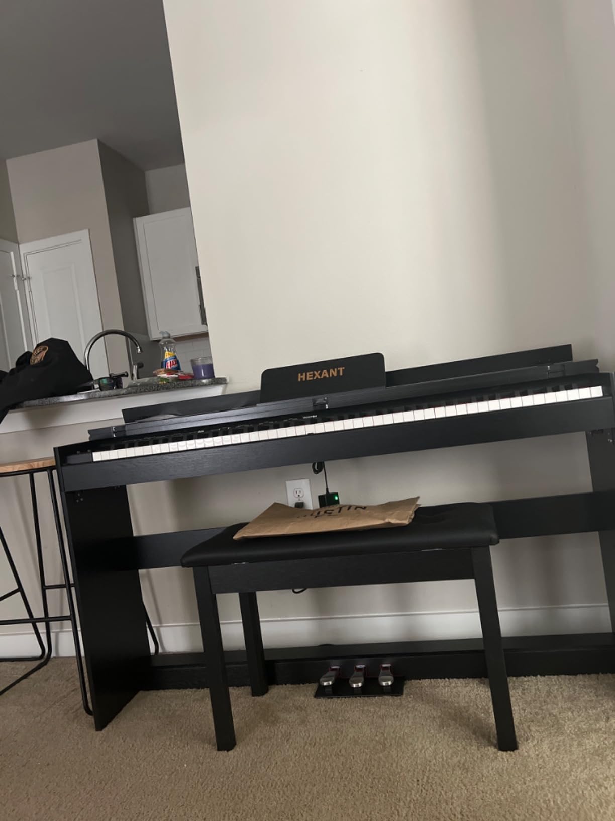  12 mo finance 88 key hammer weighted digital keyboard piano wooden