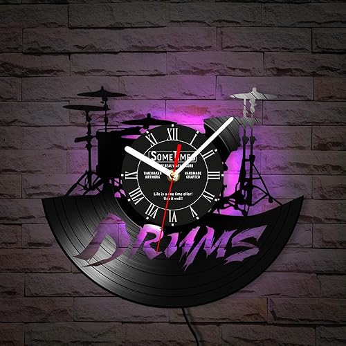 Miniatura 10 de The Geeky Days Reloj de pared con nombre personalizado, 7 colores cambiantes, reloj de pared de vinilo con luz nocturna LED, reloj de pared, Con