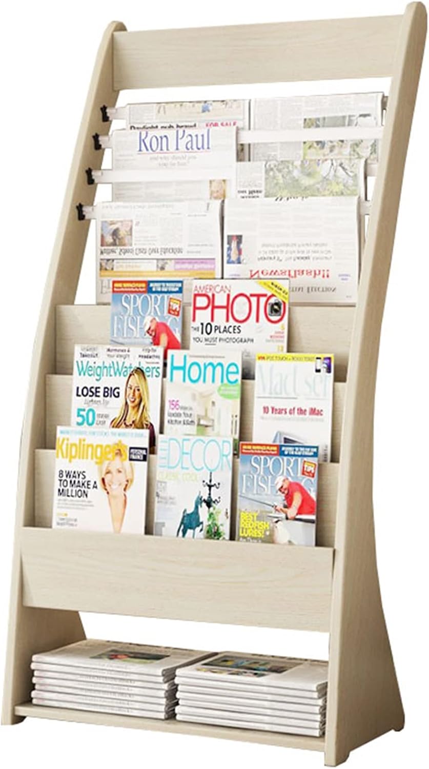 Newspaper Racks Wooden Brochure Display Stand, Counter Magazine Holder Rack Wear -resistan