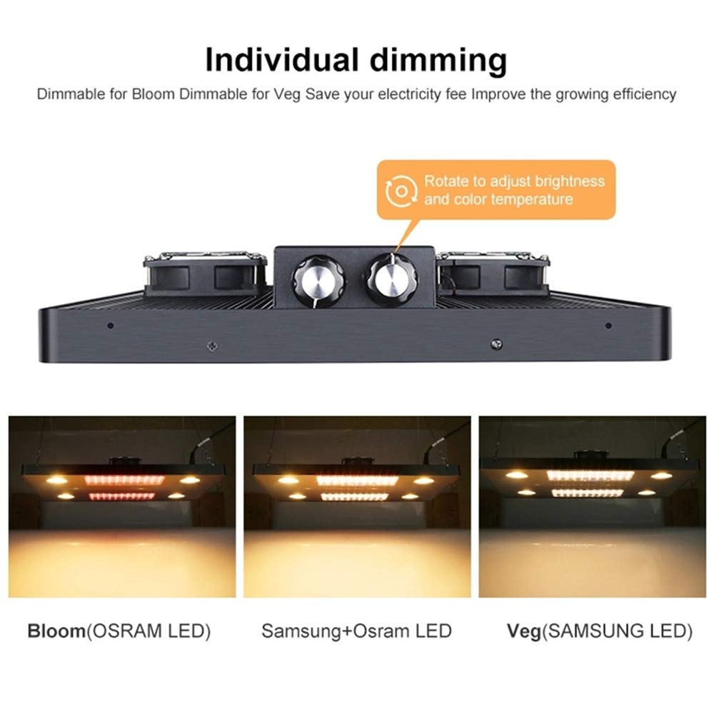 Lámpara de Planta LED COB de 600 W, lámparas de cultivo silenciosas de panel ultradelgado de espectro completo para plantas de invernadero de interior, flor vegetal