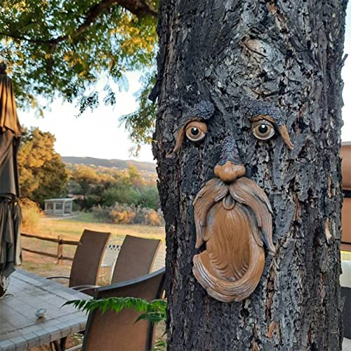 Uwariloy Tree Face Decor Bird Feeder Outdoor - Old Man Face Tree Art Sculpture Creative Wild Bird Feeder Tree Hugger Statues Yard Art Garden Decoration #TOP5