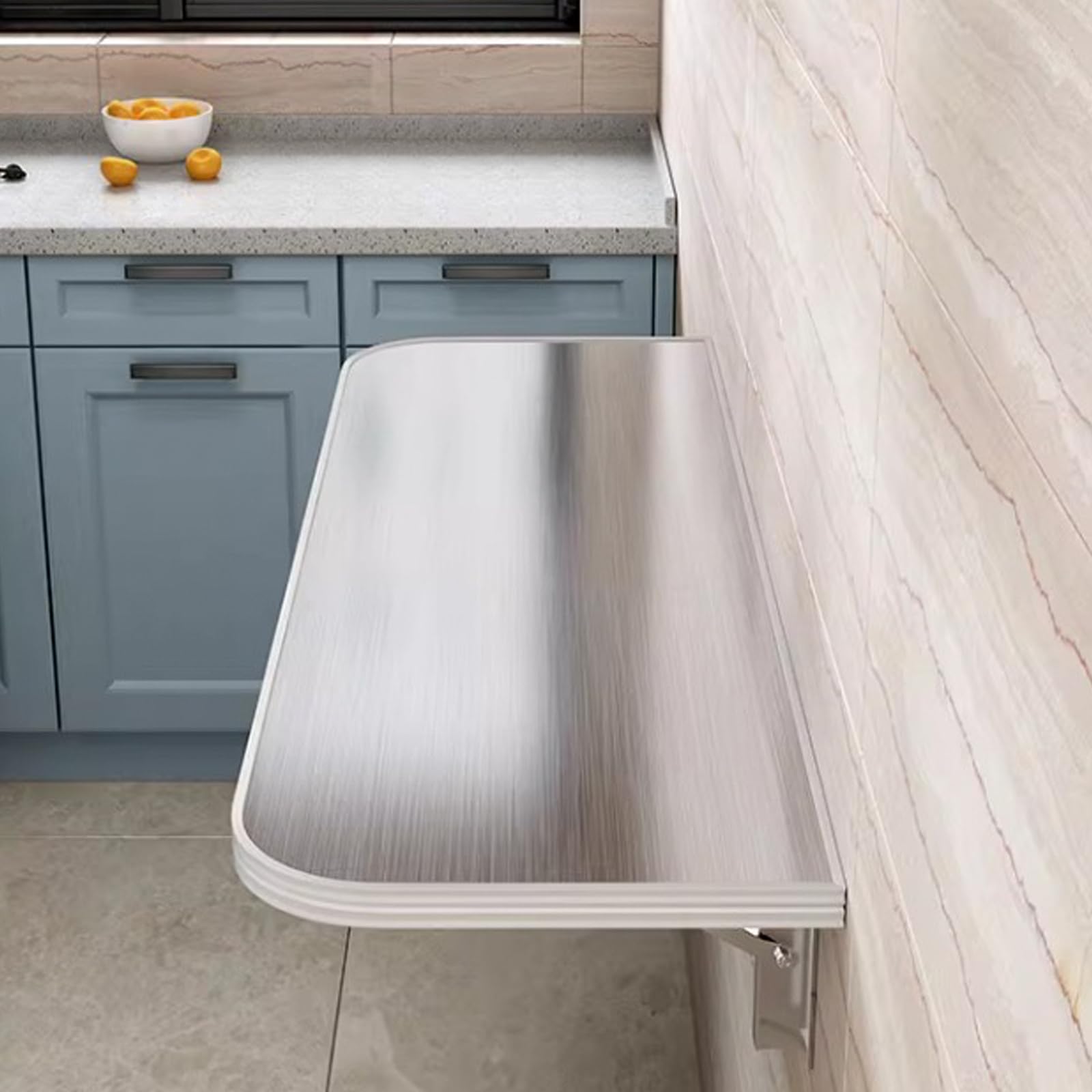 GDMDPTE Folding Wall-Mounted Drop-Leaf Table with 304 Stainless Steel Countertop Space-Saving Design for Bedroom Kitchen Laundry and More - 100x40cm/39.4x15.7in