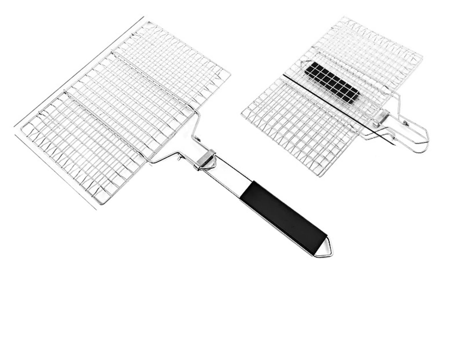 Red de Barbacoa Plegable Acero Inoxidable 304, Desmontable, portátil, con Clip for Parrilla Pescado para Barbacoa al Aire Libre(L)