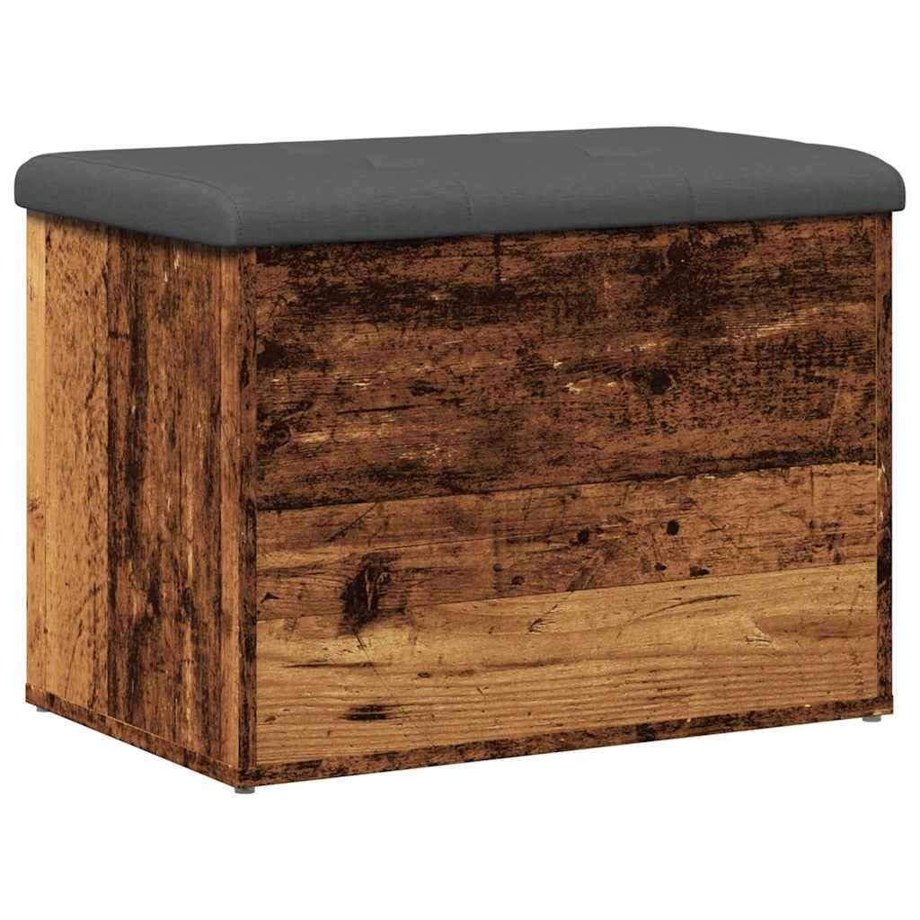 Ławka do siedzenia z miejscem do przechowywania, wygląd starego drewna, 62 x 42 x 45 cm, materiał drewnopochodny, ciemnoszara, do korytarza, organizer do przechowywania
