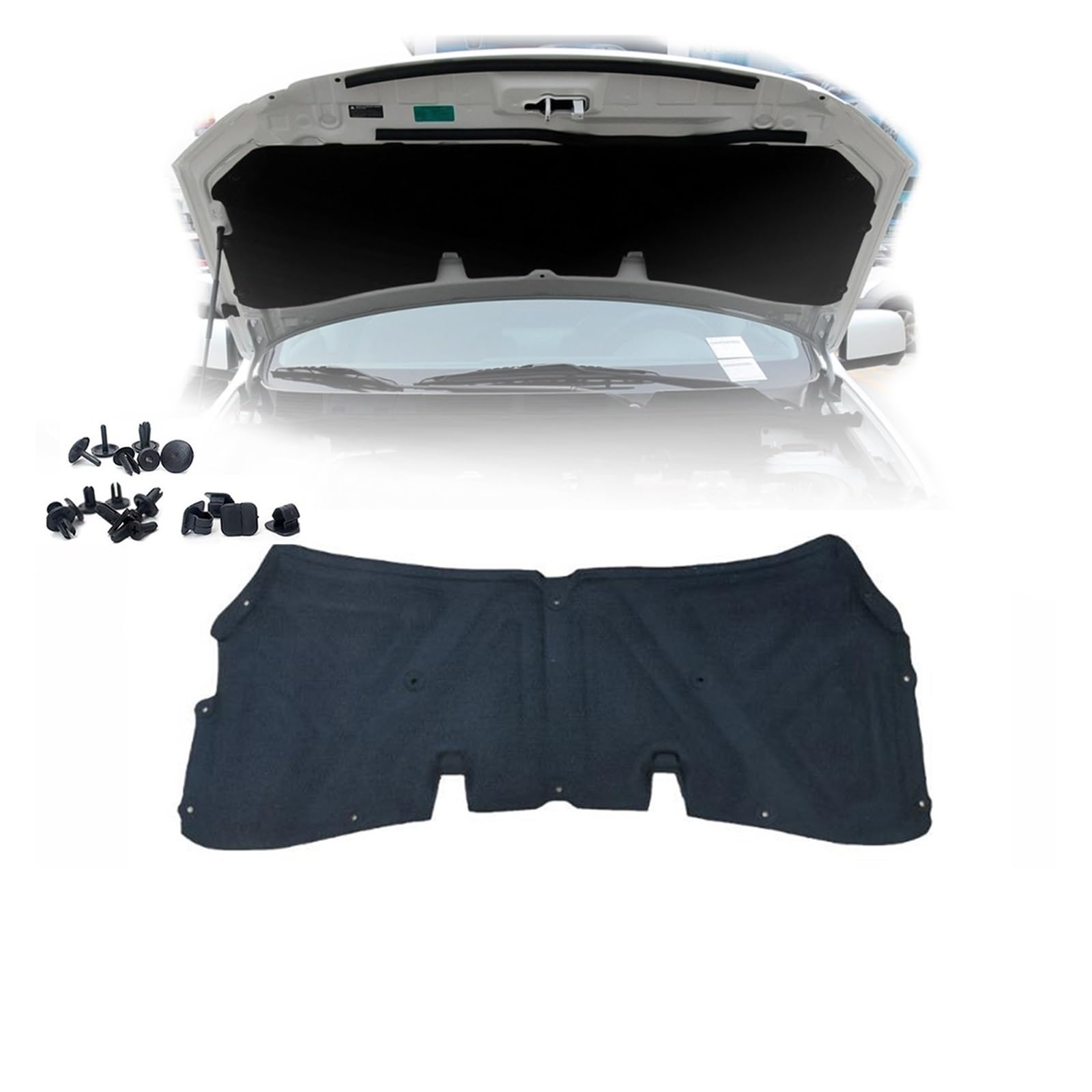 Front Engine Hood Insulation Pad Sound Heat Soundproof Cotton Mat Cover Foam Fireproof Compatible for Nissan Qashqai J10 2006-2013