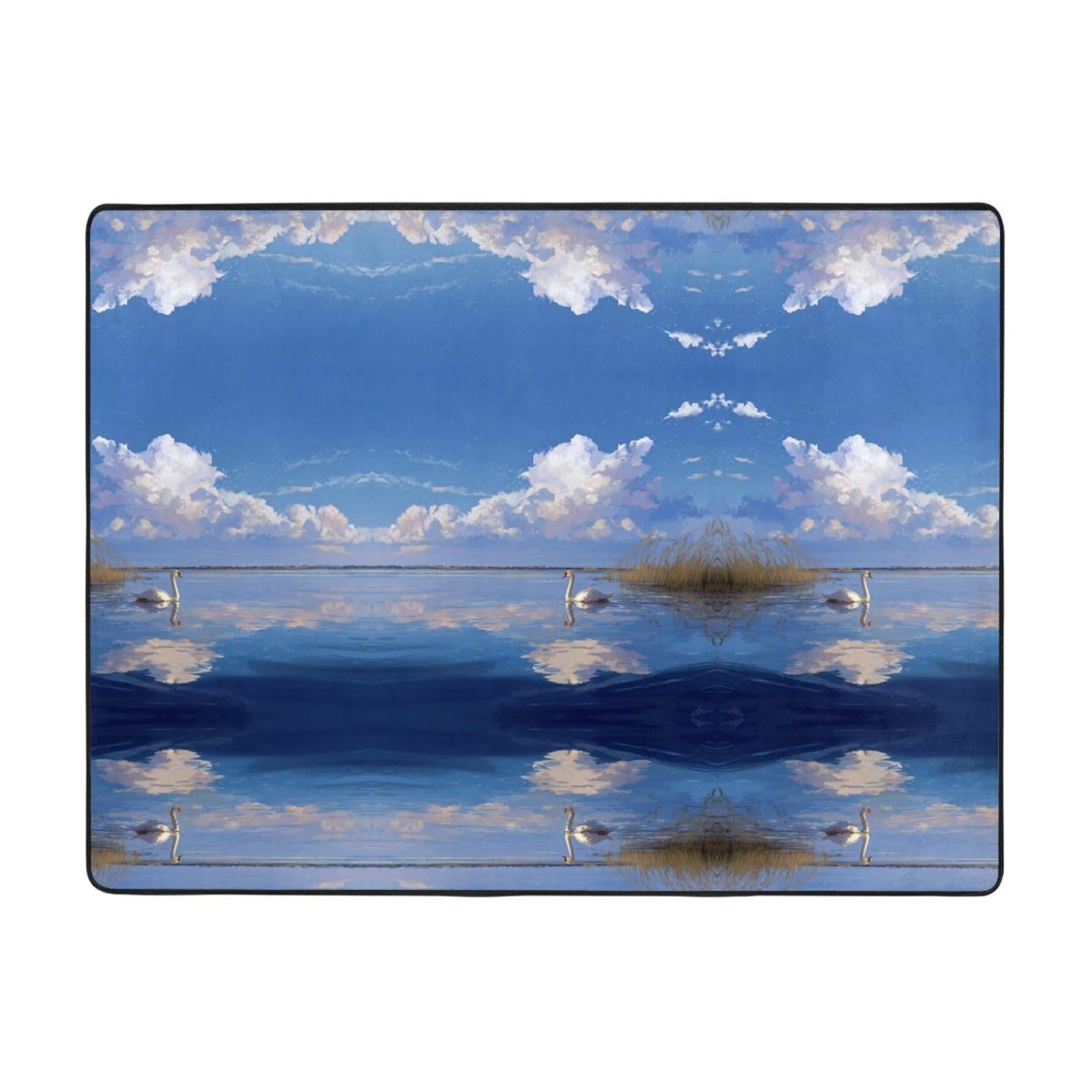Tapis de sol en flanelle imprimé Lake Swan pour sublimer votre salon et entrée
